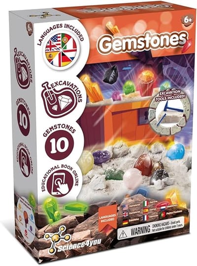 Science4you Gemstone Dig Kit - Leer over edelstenen & archeologie met deze opgravingsset, ontdek alle ongelooflijke mineralen, een archeologiecadeau voor jongens en meisjes van 6 7 8 9+ jaar