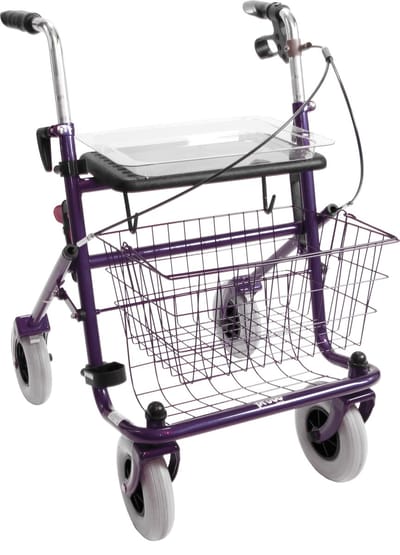 Rollator 43 cm zitbreedte - Premis Provo - Tot 120 kg - In hoogte verstelbaar - Voorzien van Eenzijdige rem Links - Metallic Titanium