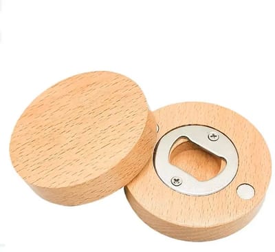 Bamboe Magnetische Flesopener – Set van 2 - DIY - Lasergravering - Onderzetterfunctie - Feestjes