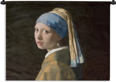 Wandkleed - Wanddoek - Meisje met de parel - Schilderij - Oude meesters - Vermeer - 120x90 cm - Wandtapijt