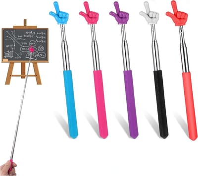 Telescopische aanwijsstok - Uitschuifbare wijzer - Klas presentaties - Vinger ontwerp - 5 stuks 68 cm - Mix kleuren