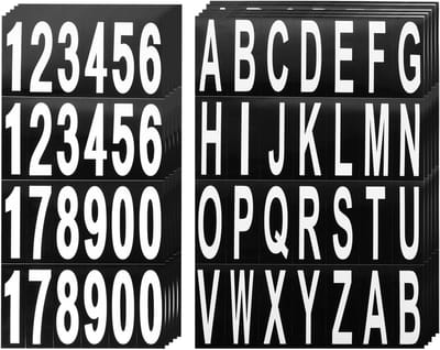 10 vellen met cijfers en reflecterende letters van waterdicht vinyl voor brievenbussen, cijfer- en letterstickers voor binnen en buiten, in wit op zwart