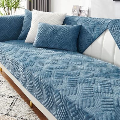 Housse de Canapé en Velours Jacquard Peluche Épaisse Coussin de Canapé d'Angle Anti-Poussière Serviette de Canapé Coussin d'Accoudoir Mobilier de Salon Protecteur 30x50 Pillowcase1 bleu