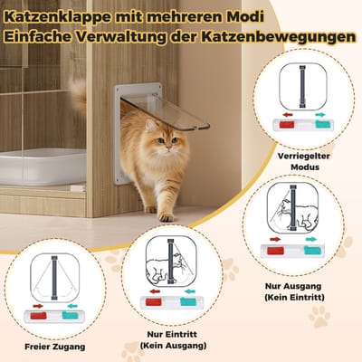 HAUSS SPOLE Kattenhuis - Meerlaags Met Vergrendelbare Kattenflap En Glazen Deuren - Voor Binnen - MDF En Glas - 90x50x160 Cm - Naturel