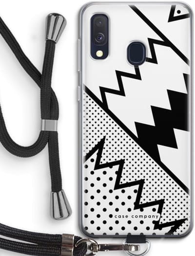 Case Company® - Hoesje met koord geschikt voor Samsung Galaxy A40 hoesje met Koord - Pop Art #5 - Telefoonhoesje met Zwart Koord - Bescherming aan alle Kanten en Over de Schermrand