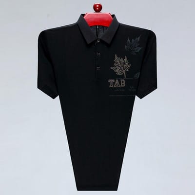 T-shirt à Manches Courtes d'Été pour Homme Polo à Revers Haut pour Homme T-shirt Tendance Imprimé à Chaud avec Diamants XXXXL black