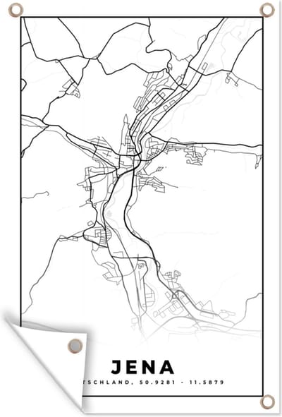 Muurdecoratie Jena - Kaart - Plattegrond - Stadskaart - 120x180 cm - Tuinposter - Tuindoek