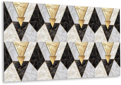 Tulup PVC Wandpaneel - Stenen Driehoeken Vinyl Wandpaneel - 100 cm x 50 cm - Veelkleurig Vinyl Wandbekleding - 1 stuk - Wandpaneel Zelfklevend - Geometrisch Muurpaneel - Vinyl Wandpaneel - Plaktegels Keuken en Badkamer