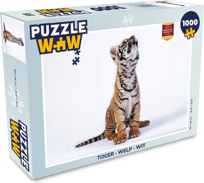 Puzzel Tijger - Welp - Wit - Legpuzzel - Puzzel 1000 stukjes volwassenen