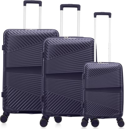 Mallorca Reiskofferset 3-delig - 39, 65 en 93 liter - Handbagage en Ruimbagage - Navy blue - Met Ingebouwd TSA Slot - Voor Vliegtuig en Lange Vakanties