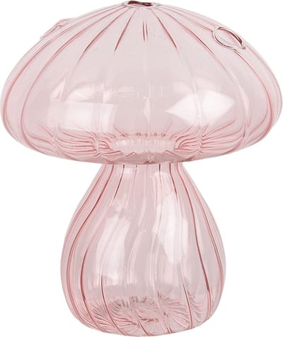 Clayre & Eef Decoratie Beeld Paddenstoel Ø 13x15 cm Roze Glas Herfst decoratie