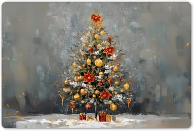 Placemats 45x30 cm - Placemat kunststof - 1 stuk - Kerstboom - Cadeaus - Rood - Goud - Borden onderleggers - Decoratie voor op tafel - Keuken tafeldecoratie accessoires - Vinyl onderlegger - Tafelversiering