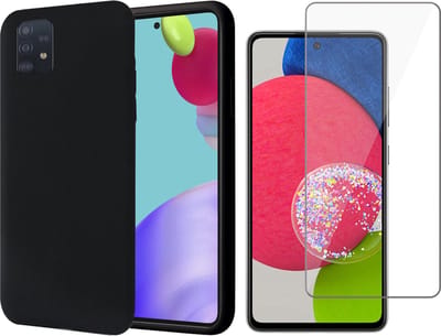 Hoesje geschikt voor Samsung Galaxy A52s - Fluweelzachte Backcover - Zwart - Met Screenprotector