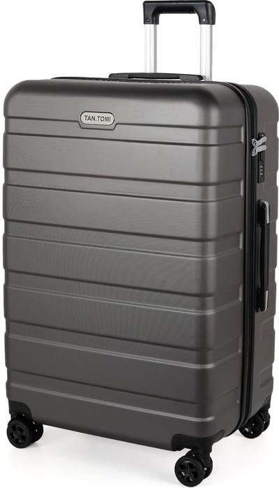 TAN.TOMI Reiskoffer Groot 95L – 76x49x30 cm – Harde Koffer met Cijferslot – Lichtgewicht Trolley met 4 Spinner Wielen – Ruime Ruimbagage - Donkergrijs