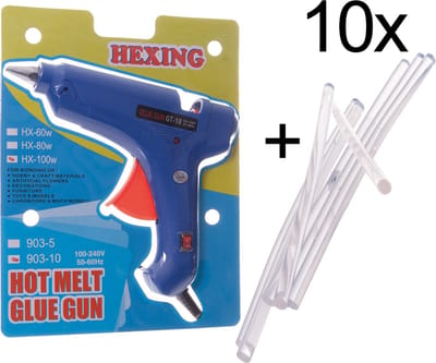 Professioneel Lijmpistool 100W + 10 Volledig Transparante Lijmsticks – Heldere, Krachtige Hechting zonder Gele Gloed