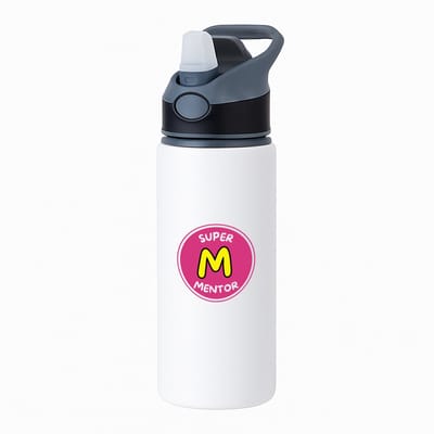 Hacebo® - Super mentor waterfles met rietje zwart - Mentor - een mentor - school - verjaardagscadeau - afscheidscadeau - kado - gift - geschenk - water fles - 650ML