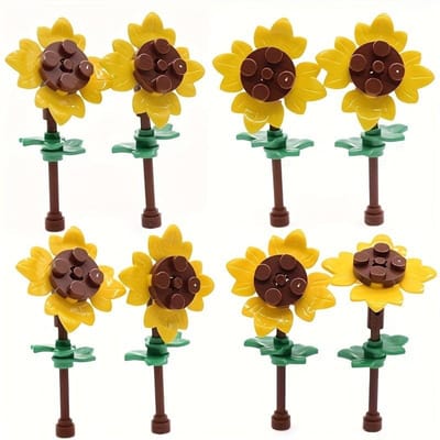 8 Collectie DOE-HET-ZELF Zonnebloemenveld Bouwstenen Gemengde Kleur ABS Materiaal Verbeeldingsvolle Tuin Boerderij Scène Kinderen Doe-Het-Zelf Blokken Speelgoed yellow