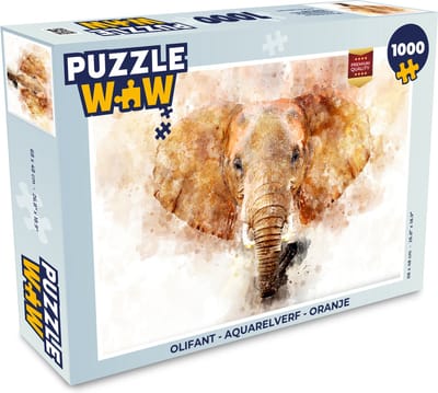 Puzzel Olifant - Aquarelverf - Oranje - Legpuzzel - Puzzel 1000 stukjes volwassenen