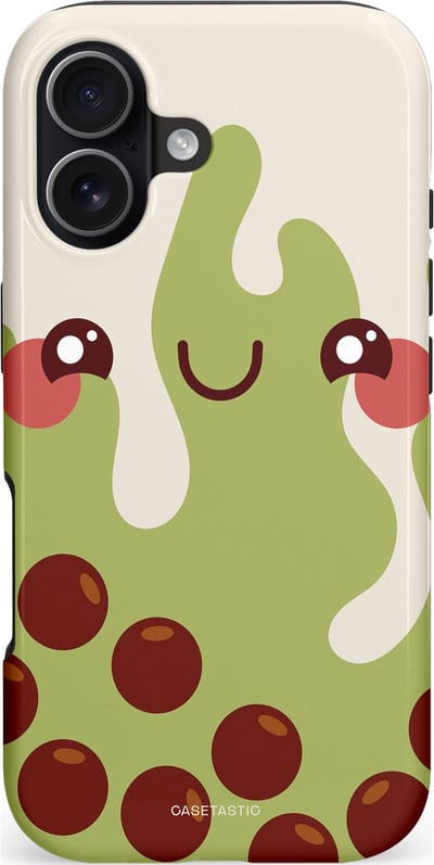 Casetastic hoesje geschikt voor Apple iPhone 17 - MagSafe - Dubbellaagse bescherming - Smeltende pistache bolletjes - Fashion Case - Beige Lichtgrijs Bordeaux