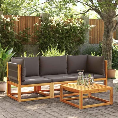 vidaXL - Tuinhoekbank - met - kussens - acaciahout - & - touw