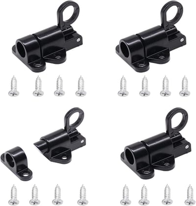 Set van 4 Automatische Sluitingen met Veer voor Deuren, Ramen en Kasten - Aluminium Legering, Zwart, Inclusief Schroeven