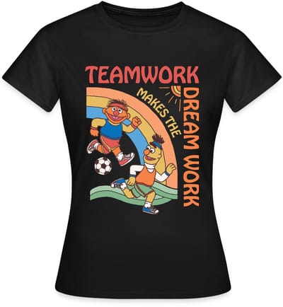 Sesamstraat Ernie En Bert Teamwork T-Shirt Dames