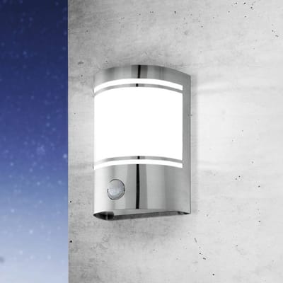 EGLO Cerno Wandlamp Buiten - E27 - 19 cm - Sensor - Roestvast Staal/Wit