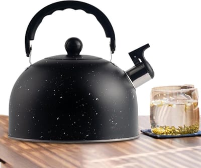 Geklokte waterketel - Theepot RVS - Water koken - Luid fluit signaal - 2.5 liter - Zwart