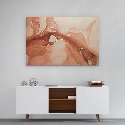 Artaza Canvas Schilderij Abstract - 90x60 cm - Wanddecoratie Woonkamer - Muurdecoratie Marmer - Schilderijen Op Canvas Roze