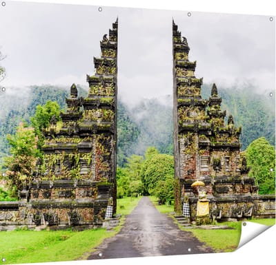 Gards Tuinposter Tempel Poort in Bali - 150x120 cm - Tuindoek - Tuindecoratie - Wanddecoratie buiten - Tuinschilderij