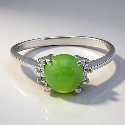 Cavill - Zilveren ring met 0,97 ct keizerlijk chrysopraas en 0,066 ct witte topaas - 925 Sterling Zilver - Elegant en tijdloos - Maat 17