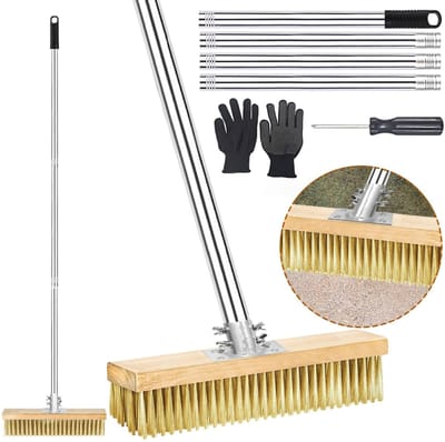 Dailygoods- Schrobborstel Telescopisch 150 cm - Robuuste Staalborstel - Verwijdert Onkruid/Mos/Algen - Rugvriendelijk - Effectieve Reiniging - Geschikt voor Terras/Straten - Reinigingsborstel