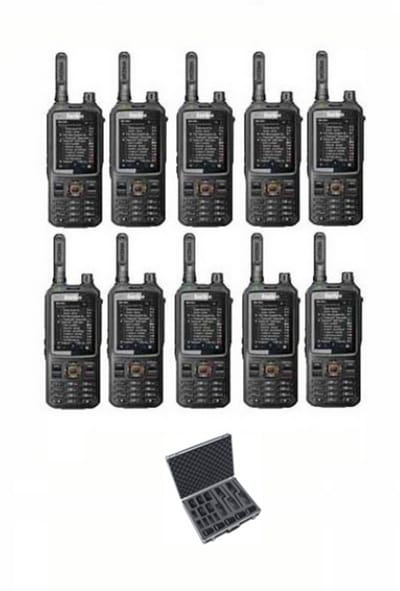 Set van 10 Inrico T320 V2 4G LTE Zello Portofoon, GPS, Wifi met koffer