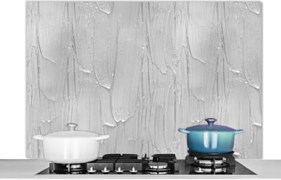 Spatscherm Keuken - Kookplaat Achterwand - Spatwand Fornuis - 120x80 cm - Verf - Patronen - Grijs - Aluminium - Wanddecoratie - Muurbeschermer - Hittebestendig