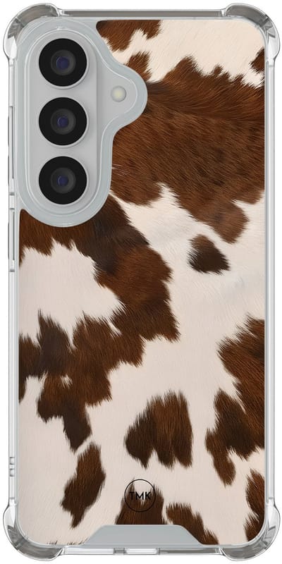 Shockproof hoesje geschikt voor Samsung Galaxy S26 - Cow vibe - Schokbestendig - Verhoogde randen - TPU case - Extra Sterke Back Cover - Print - Transparant, Bruin