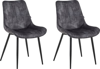 Colenis® - Verta Eetkamerstoel - Set Van 2 - Antraciet - Adoré Velvet - Industrieel