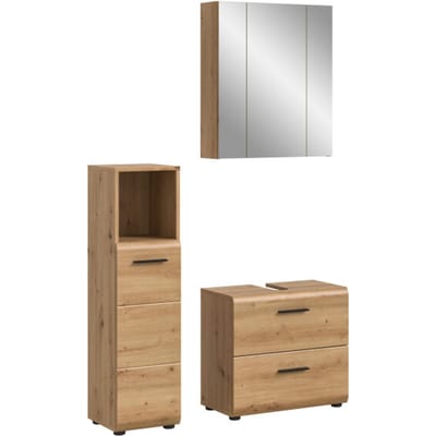 Badcombinatie-3-delige set-met-wastafel-en-spiegelkast-Artisan-Oak - 105x185x30cm