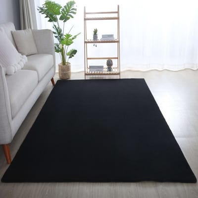 Flycarpets Alberta Laagpolig Fluffy Vloerkleed - Zwart - 140x200 cm