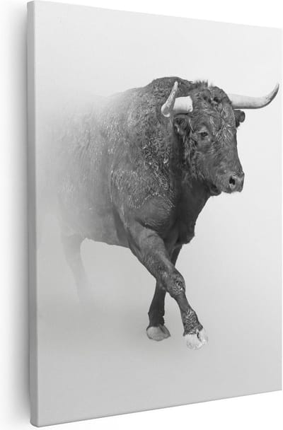 Artaza Canvas Schilderij Dierenkop - 40x50 cm - Wanddecoratie Stier - Muurdecoratie Woonkamer - Kamer Accessoires