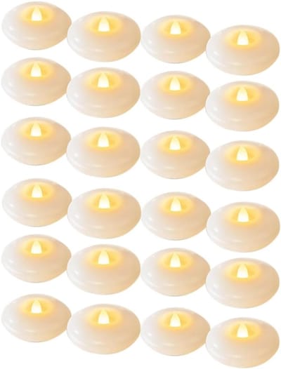 Vlamloze Led Kaarsen - Drijvende Verlichting - Feestelijke Decoratie - 24 Stuks Set - 7.3 x 2.6 cm - Wit