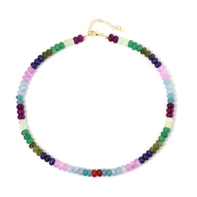 Cavill - elegante vergulde 925 Sterling zilveren halsketting - kleurrijke Braziliaanse lelie kwartskristallen 202 ct - verstelbaar 45-50 cm