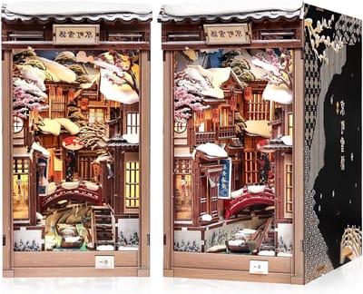Boekenhoek Set - 3D Puzzel Diorama - Boekenplank Decoratie - Met LED Verlichting - 19.5 x 12 x 22 cm