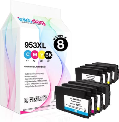 Inktdag inktcartridge voor HP 953/HP 953XL inktcartridges multipack, hp 953xl inktcartridges van 8 kleuren (2*BK, C, M en Y) voor HP OfficeJet Pro 8740, 8719, 8720, 8710, 8715, 8725, 7740, 8218, 8718, 8210, 8716, 8730, 8728 (All-in-One)