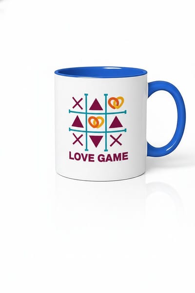 Love Game" Tic-Tac-Toe Mok - Romantische Koffiemok met Liefdeshartjes | Uniek Cadeau