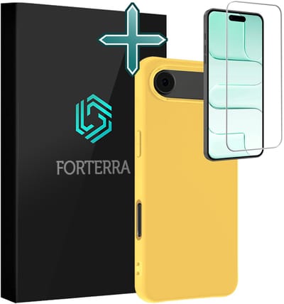 Hoesje Met Screenprotector - Geschikt voor Apple iPhone Air - Sterk & Shockproof - Telefoon Hoes - Back Cover - Siliconen Case - Geel