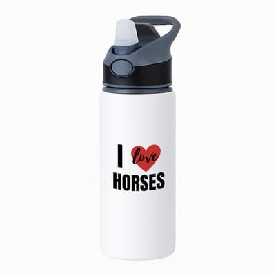 Hacebo® - I love horses waterfles met rietje zwart - Paarden - paarden liefhebbers - verjaardagscadeau - kado - gift - water fles - 650ML