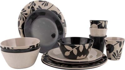 Bo-Camp - Servies - Mix & Match - 16 Stuks - Beige/Zwart