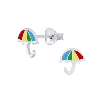 zilveren paraplu kinderoorbellen | rainbow oorknopjes Meisje Zilver | Zilverana | Sterling 925 Silver