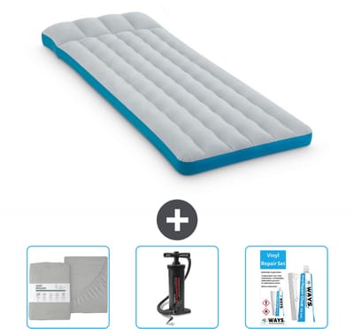 Intex Campingmat - Twijfelaar - 72 x 189 x 20 cm - Blauw - Inclusief Hoeslaken - Pomp en Reparatieset