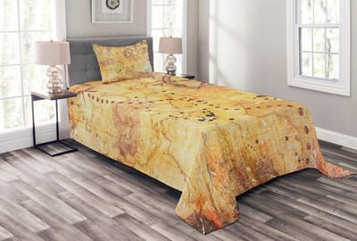 ABAKUHAUS Sprei-Set Beige – Grunge Roestige Kaart – 170×220 cm
